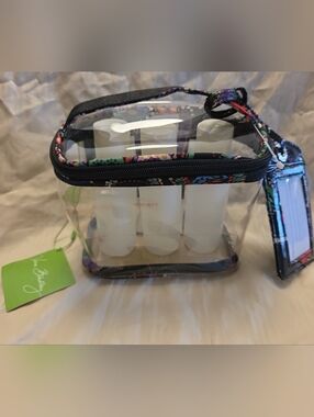 NWT Vera Bradley Lighten Up  Travel Duo Clear Bag  Luggage Tag Kiev Paisley Set